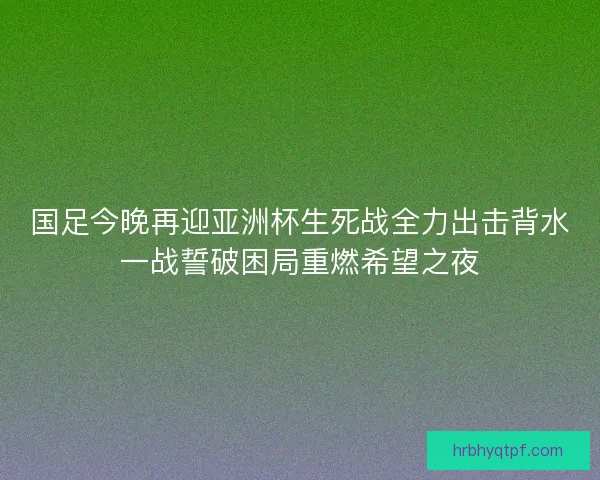 国足今晚再迎亚洲杯生死战全力出击背水一战誓破困局重燃希望之夜