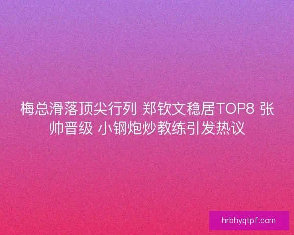 梅总滑落顶尖行列 郑钦文稳居TOP8 张帅晋级 小钢炮炒教练引发热议 梅总滑落顶尖行列 郑钦文稳居TOP8 张帅晋级 小钢炮炒教练引发热议